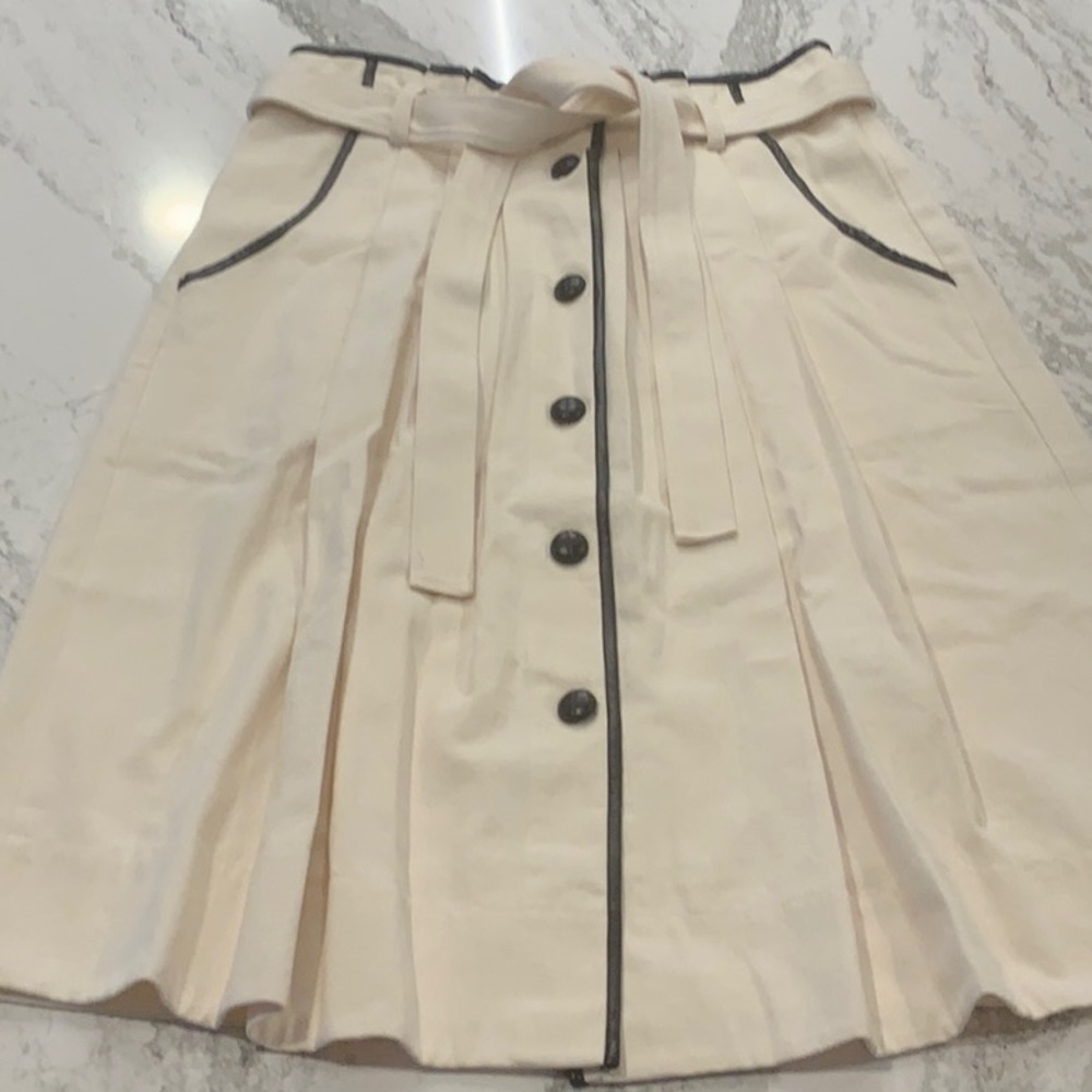 J.Crew Collection Cotton Skirt w/ Faux Leather Trim